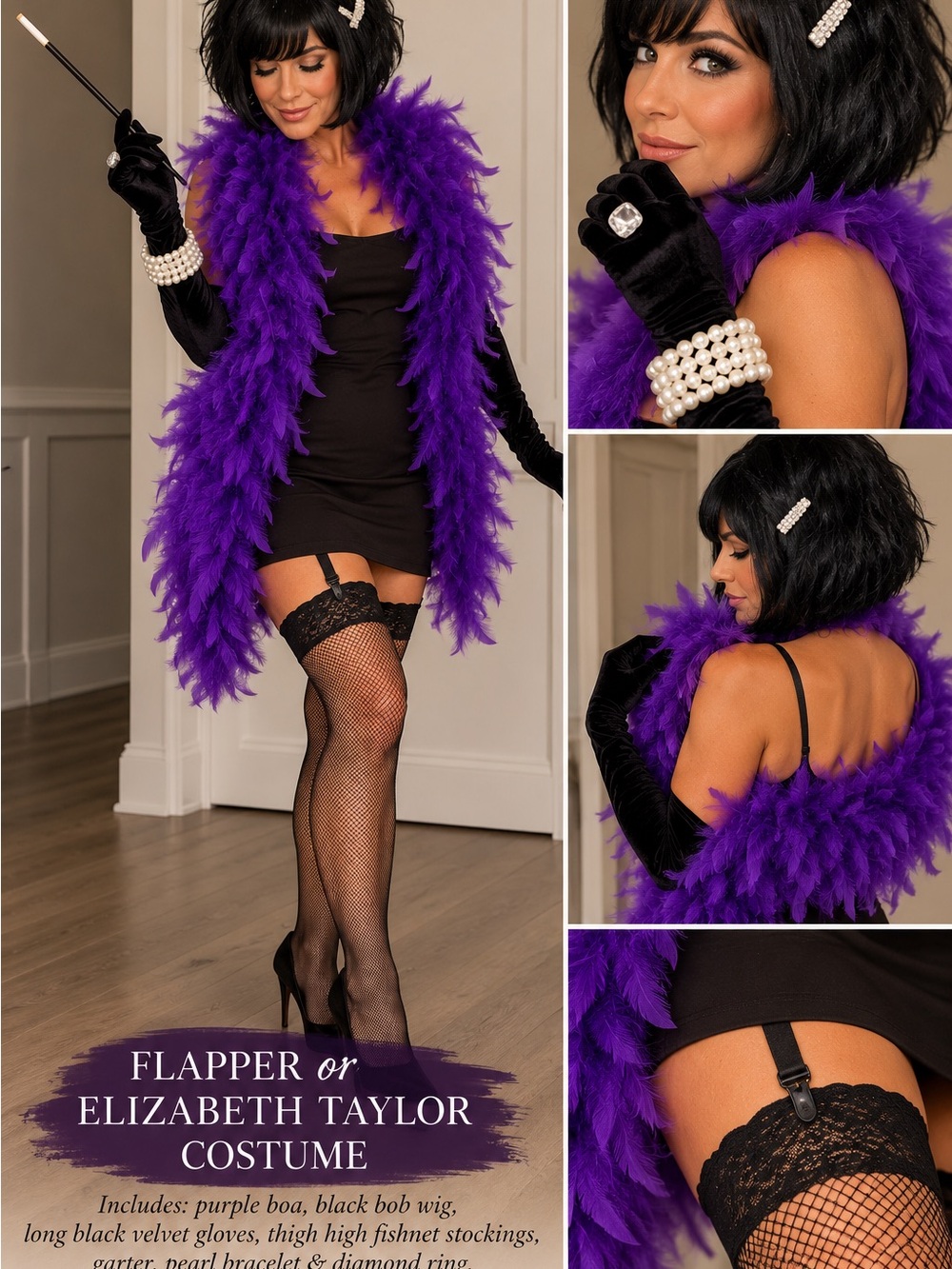 Purple Feather Boa Flapper Costume Accessory - Women